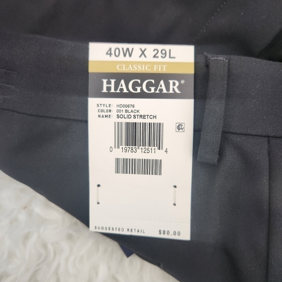 Haggar Classic Fit Solid Stretch. Solid Black. Size 40x29. New. - Picture 3 of 5